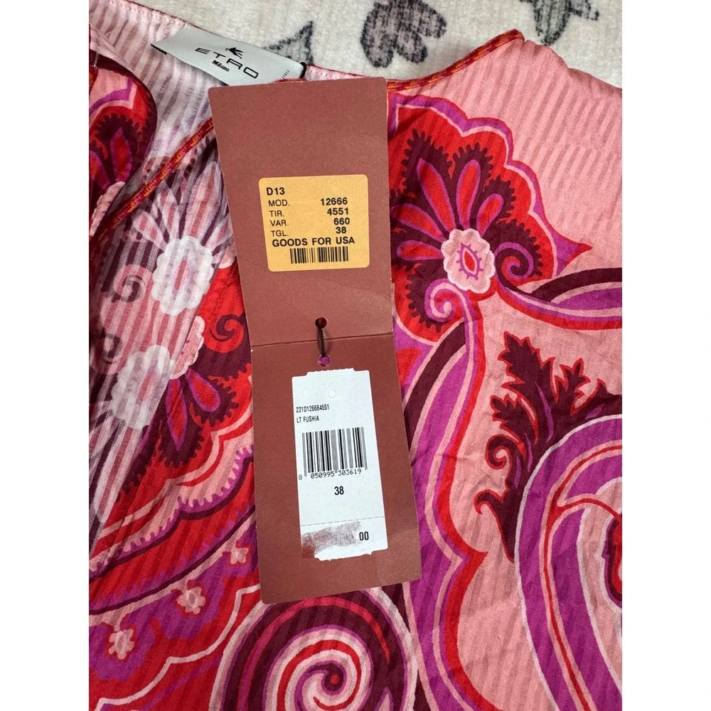 ETRO NWT Paisley Silk Cotton Kaftan Dress 38 Resort Midi Italy $1550 Resortwear - Picture 8 of 16